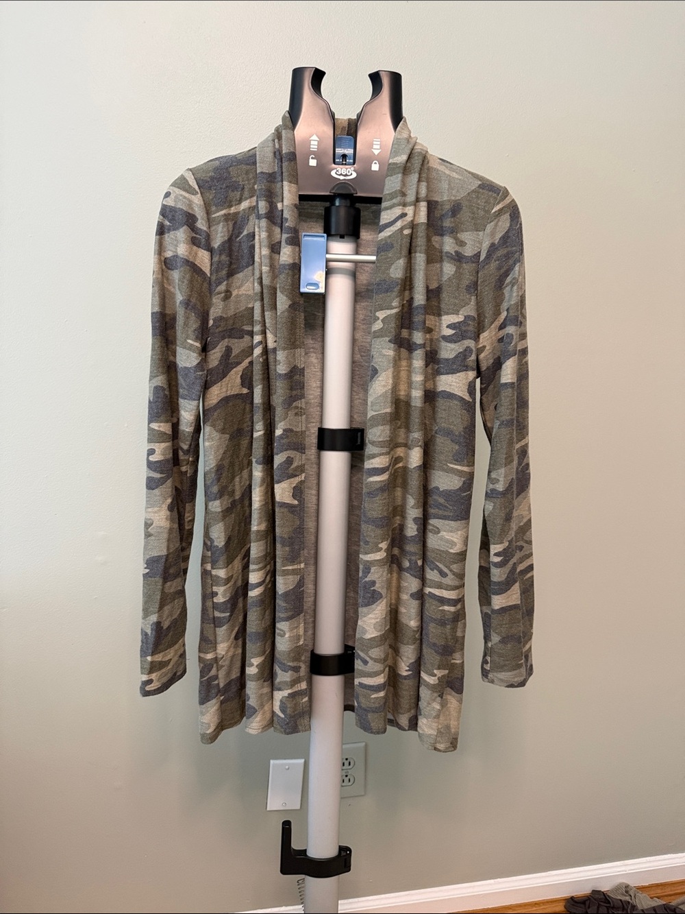 Bellamie Olive & Tan Camo Open-Front Cardigan